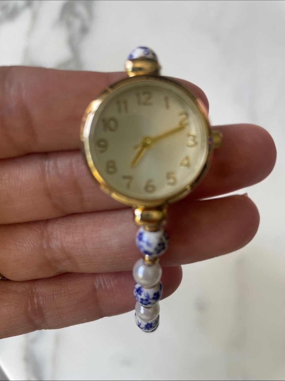 NWT Altar’d State Blue & Gold Painted Bead Pull Tie Watch NWT